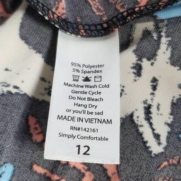 LuLaRoe Women's Carly Dress Size 12 Black Starfish Print High-Low Hem Stretch Kn - Picture 7 of 8